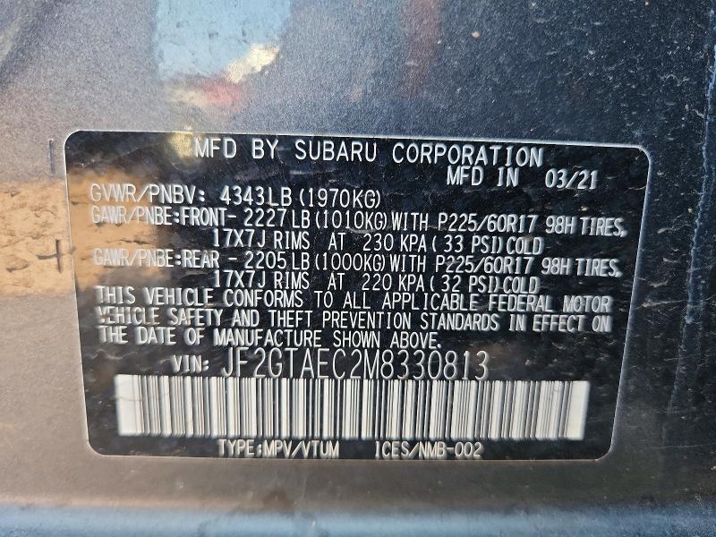 Продаж на аукціоні авто 2021 Subaru Crosstrek, vin: JF2GTAEC2M8330813, номер лоту: 60762266