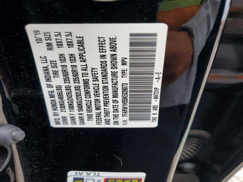 Aukcja sprzedaży 2019 Honda Cr-v, vin: 7FARW1H55KE039073, numer aukcji: 59253516