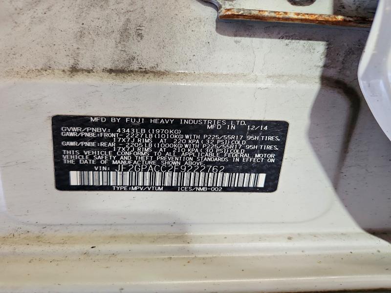 Aukcja sprzedaży 2015 Subaru Xv Crosstrek, vin: JF2GPACC2F9222762, numer aukcji: 62395356