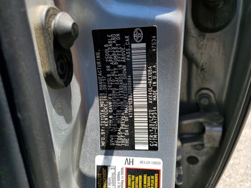 61979416 :رقم المزاد ، 4T1BD1EB9JU060894 vin ، 2018 Toyota Avalon Hybrid مزاد بيع