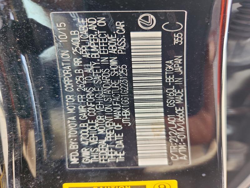 Aukcja sprzedaży 2016 Lexus Es, vin: JTHBK1GG1G2231255, numer aukcji: 62470016