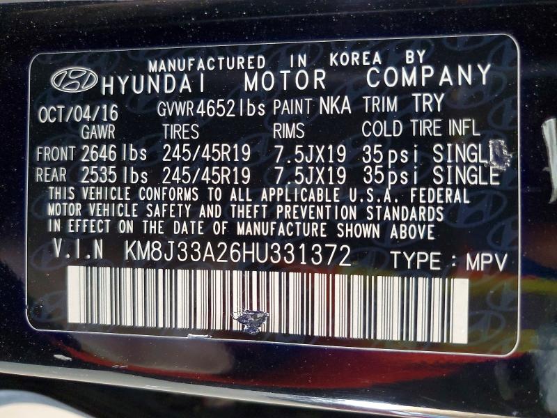60063356 :رقم المزاد ، KM8J33A26HU331372 vin ، 2017 Hyundai Tucson مزاد بيع