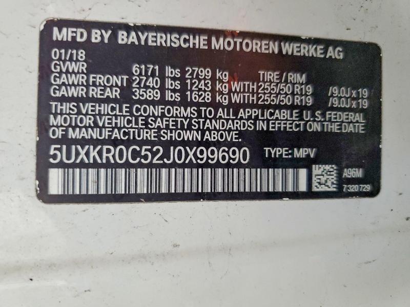 Продаж на аукціоні авто 2018 Bmw X5, vin: 5UXKR0C52J0X99690, номер лоту: 59844446