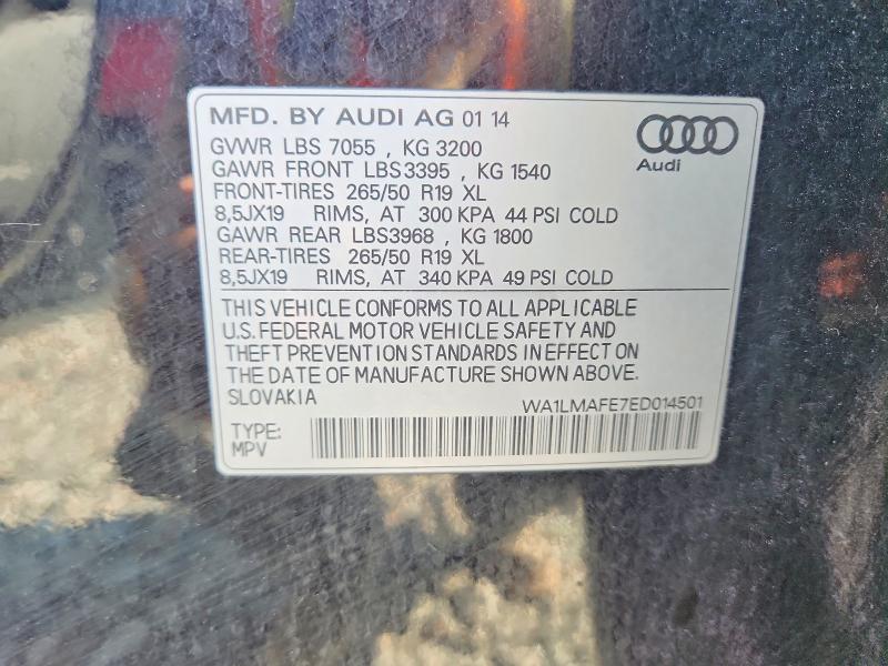 Продаж на аукціоні авто 2014 Audi Q7, vin: WA1LMAFE7ED014501, номер лоту: 85989595