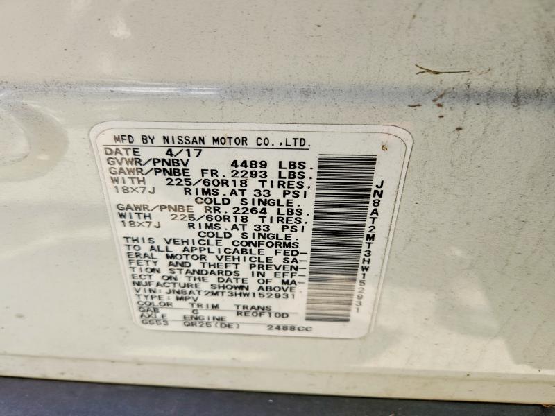 Aukcja sprzedaży 2017 Nissan Rogue, vin: JN8AT2MT3HW152931, numer aukcji: 59659216