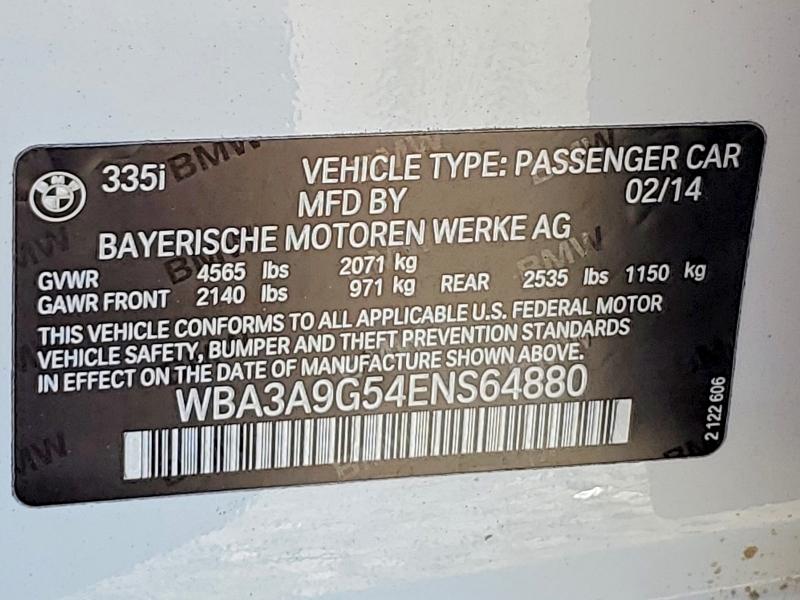 Auction sale of the 2014 Bmw 335, vin: WBA3A9G54ENS64880, lot number: 63257746