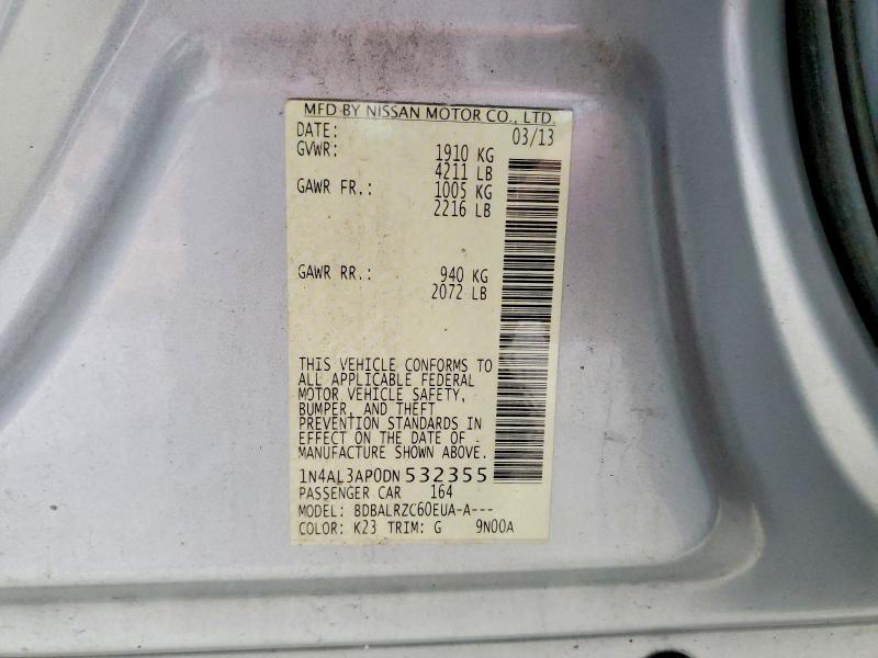 2013 Nissan Altima მანქანა იყიდება აუქციონზე, vin: 1N4AL3AP0DN532355, აუქციონის ნომერი: 60791276