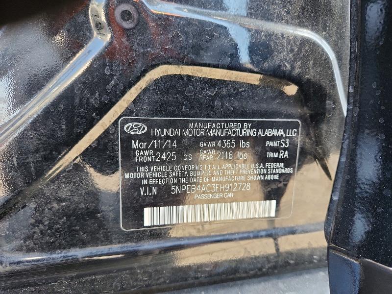 62541276 :رقم المزاد ، 5NPEB4AC3EH912728 vin ، 2014 Hyundai Sonata مزاد بيع