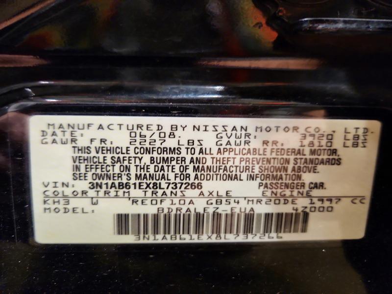 Aukcja sprzedaży 2008 Nissan Sentra, vin: 3N1AB61EX8L737266, numer aukcji: 59379816