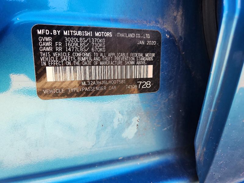 Aukcja sprzedaży 2020 Mitsubishi Mirage, vin: ML32A3HJ6LH007581, numer aukcji: 63312746