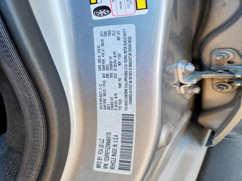 2022 Ram 1500 მანქანა იყიდება აუქციონზე, vin: 1C6RRFFG2NN459178, აუქციონის ნომერი: 85983235