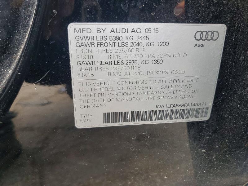 61645666 :رقم المزاد ، WA1LFAFP9FA143371 vin ، 2015 Audi Q5 مزاد بيع