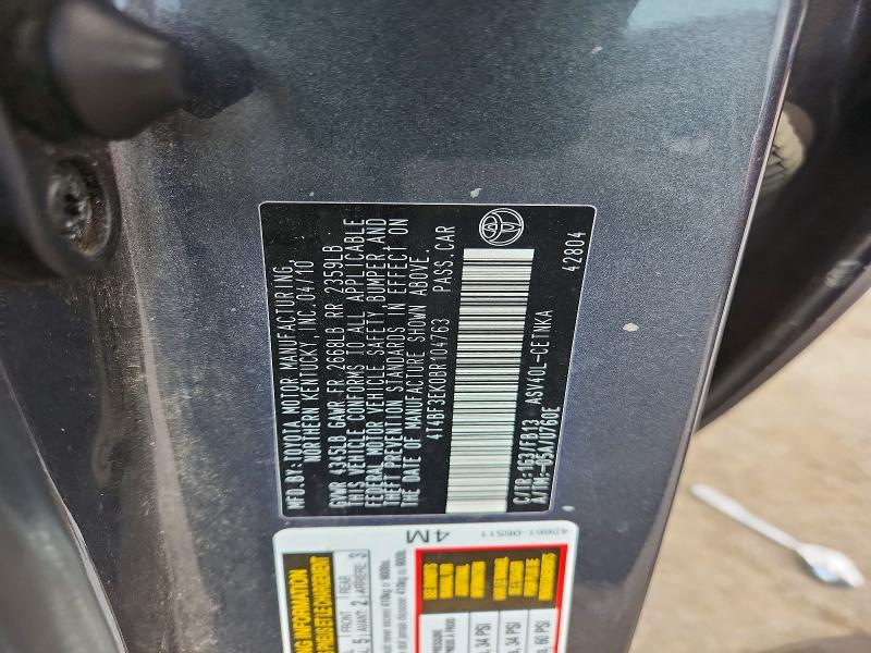 2011 Toyota Camry მანქანა იყიდება აუქციონზე, vin: 4T4BF3EK0BR104763, აუქციონის ნომერი: 61786006
