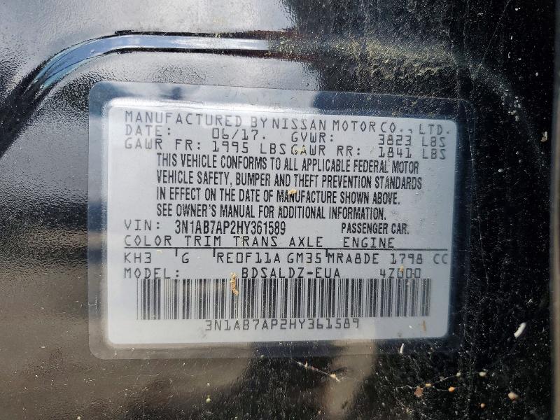 62326306 :رقم المزاد ، 3N1AB7AP2HY361589 vin ، 2017 Nissan Sentra مزاد بيع