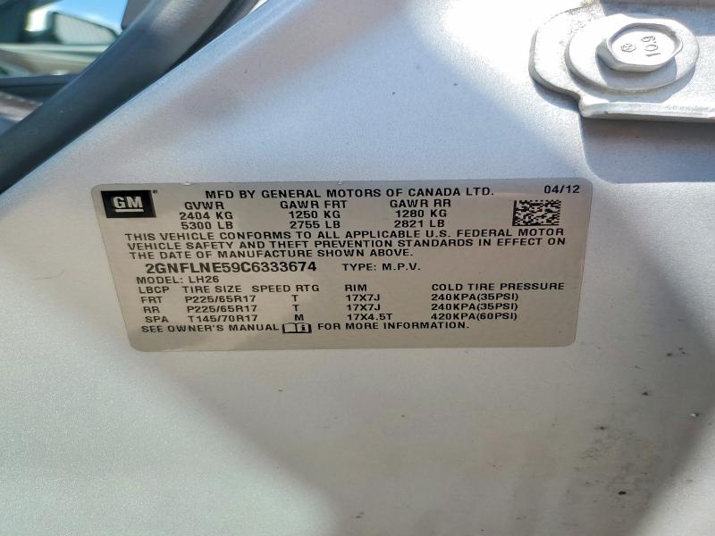 Продажа на аукционе авто 2012 Chevrolet Equinox, vin: 2GNFLNE59C6333674, номер лота: 85981585