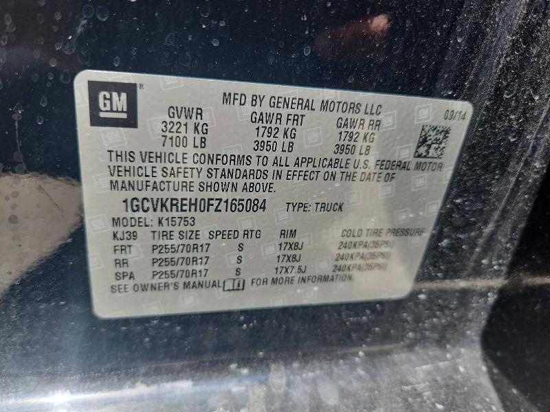 60218106 :رقم المزاد ، 1GCVKREH0FZ165084 vin ، 2015 Chevrolet Silverado مزاد بيع
