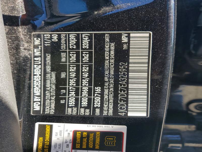 60978306 :رقم المزاد ، 4JGDF7DE7EA325952 vin ، 2014 Mercedes-benz Gl مزاد بيع