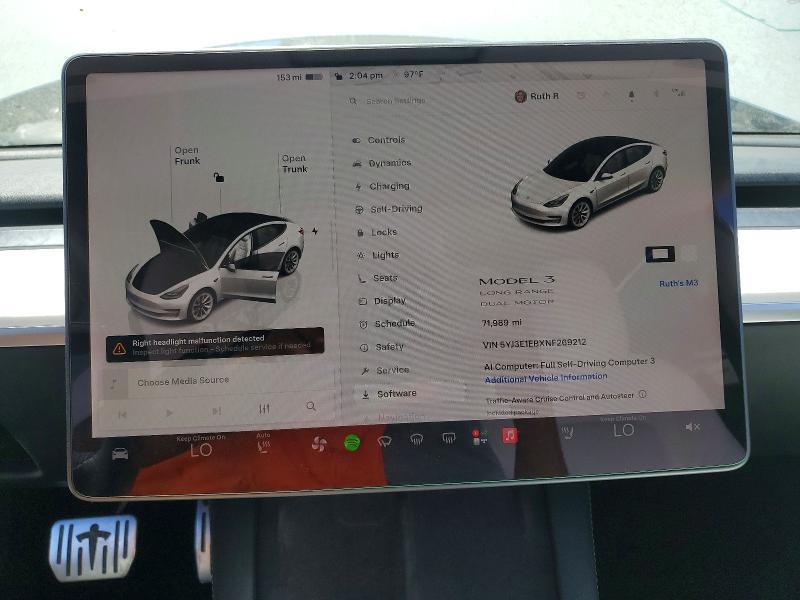 2022 Tesla Model 3 მანქანა იყიდება აუქციონზე, vin: 5YJ3E1EBXNF269212, აუქციონის ნომერი: 62983296