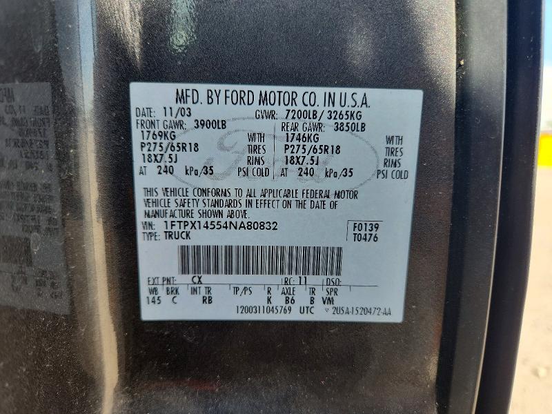 Продаж на аукціоні авто 2004 Ford F150, vin: 1FTPX14554NA80832, номер лоту: 60845036