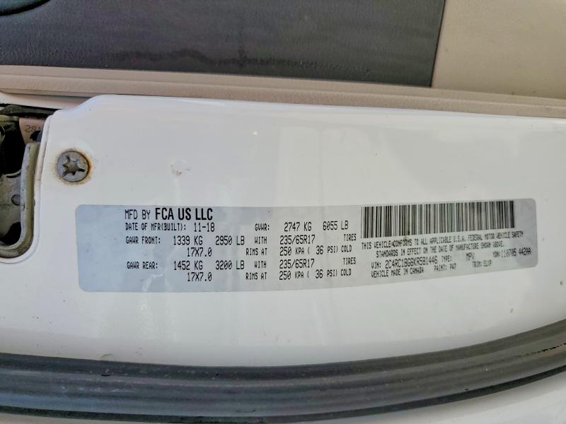 2019 Chrysler Pacifica მანქანა იყიდება აუქციონზე, vin: 2C4RC1BG6KR581446, აუქციონის ნომერი: 59150336