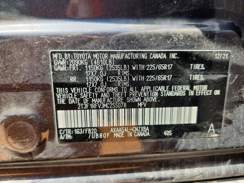 Продажа на аукционе авто 2021 Toyota Rav4, vin: 2T3F1RFV3MC255078, номер лота: 59376706