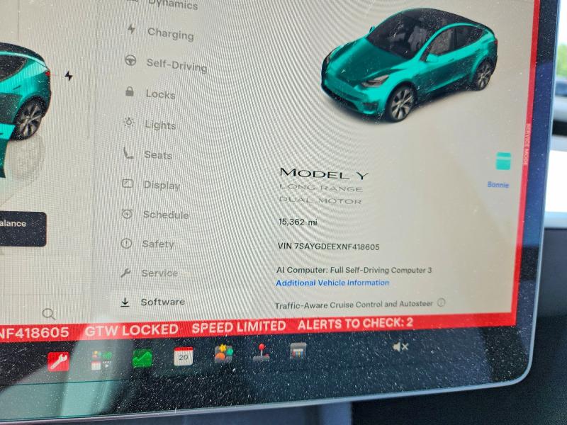 58782586 :رقم المزاد ، 7SAYGDEEXNF418605 vin ، 2022 Tesla Model Y مزاد بيع