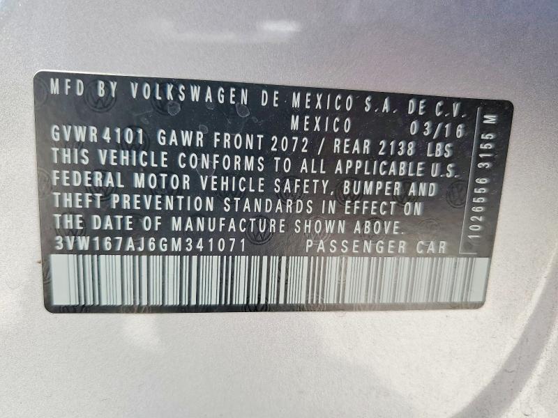 Продаж на аукціоні авто 2016 Volkswagen Jetta, vin: 3VW167AJ6GM341071, номер лоту: 62628186