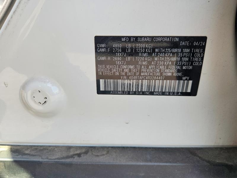 59162486 :رقم المزاد ، 4S4BTAPC4R3284407 vin ، 2024 Subaru Outback مزاد بيع