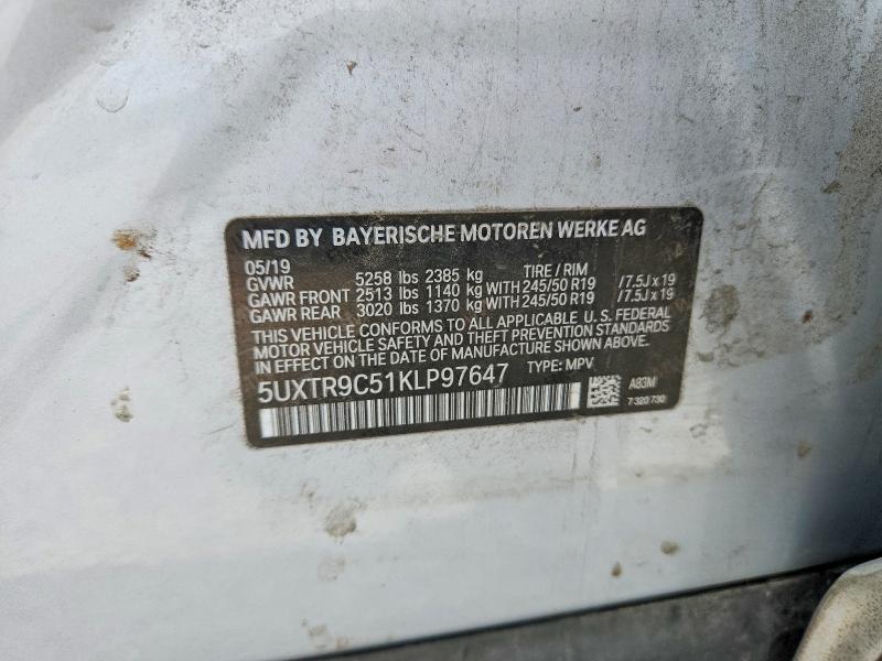 Aukcja sprzedaży 2019 Bmw X3, vin: 5UXTR9C51KLP97647, numer aukcji: 59595146