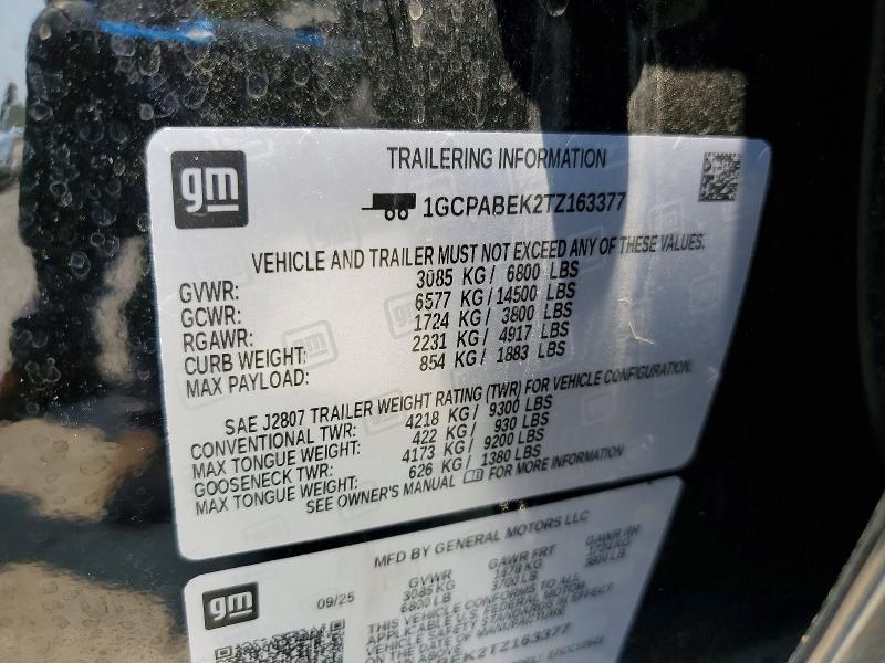 62725326 :رقم المزاد ، 1GCPABEK2TZ163377 vin ، 2026 Chevrolet Silverado مزاد بيع