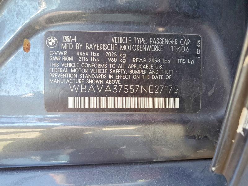 Aukcja sprzedaży 2007 Bmw 328, vin: WBAVA37557NE27175, numer aukcji: 63376256