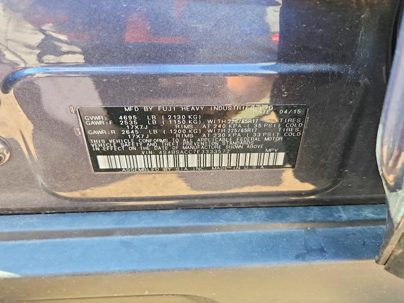 60916806 :رقم المزاد ، 4S4BSACC7F3333572 vin ، 2015 Subaru Outback مزاد بيع