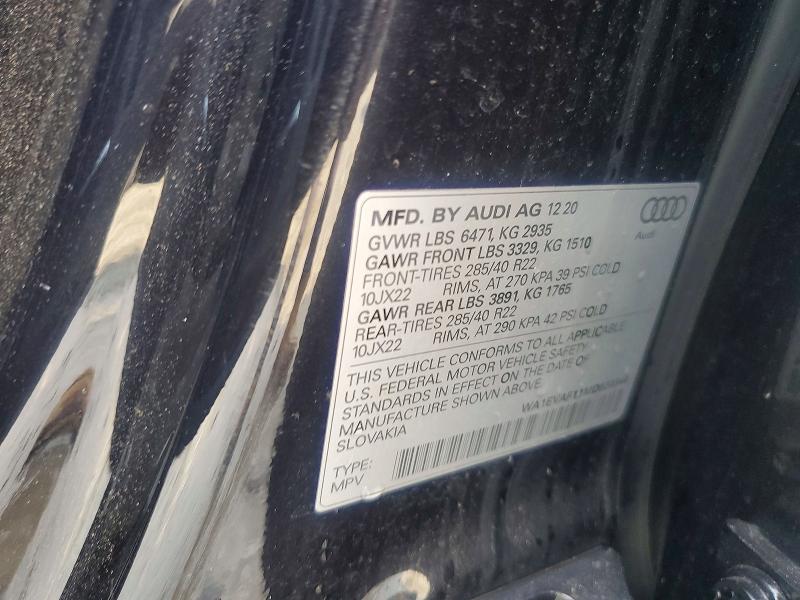 2021 Audi Q8 მანქანა იყიდება აუქციონზე, vin: WA1EVAF11MD020344, აუქციონის ნომერი: 62089596