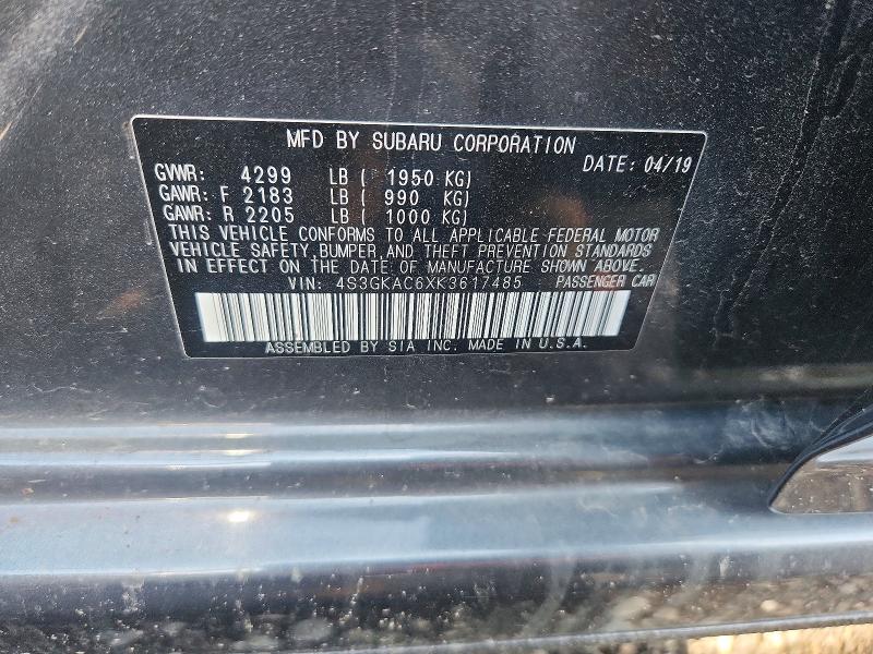 Продажа на аукционе авто 2019 Subaru Impreza, vin: 4S3GKAC6XK3617485, номер лота: 85615255