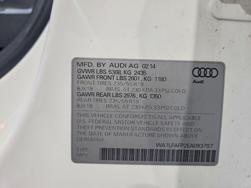 2014 Audi Q5 მანქანა იყიდება აუქციონზე, vin: WA1LFAFP2EA093797, აუქციონის ნომერი: 62144596