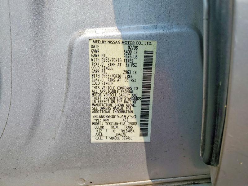 Продаж на аукціоні авто 2008 Nissan Xterra, vin: 5N1AN08W38C528250, номер лоту: 60542086