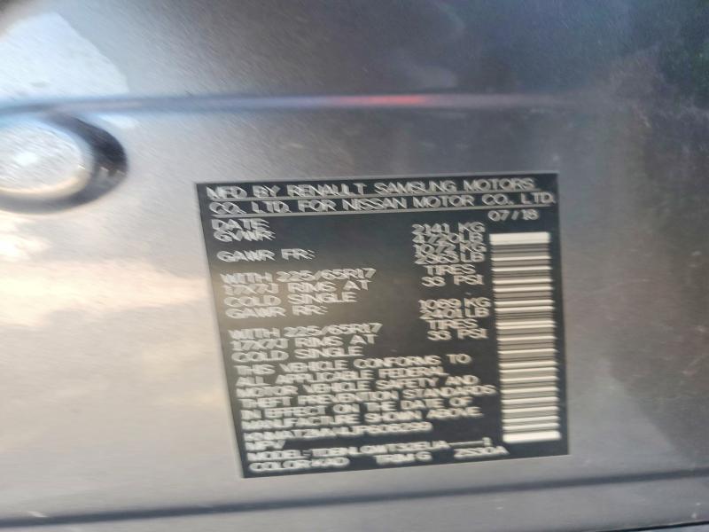 60815406 :رقم المزاد ، KNMAT2MV4JP608299 vin ، 2018 Nissan Rogue مزاد بيع