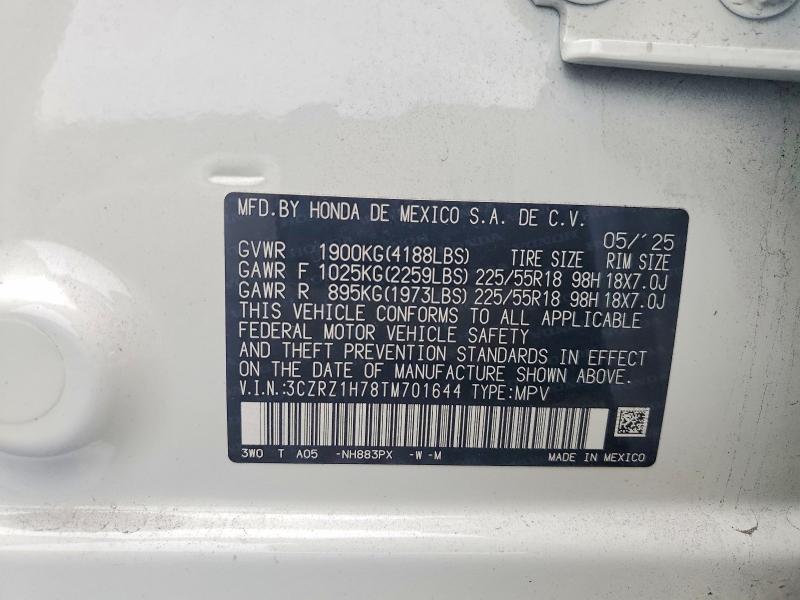 Продаж на аукціоні авто 2026 Honda Hr-v, vin: 3CZRZ1H78TM701644, номер лоту: 62303756