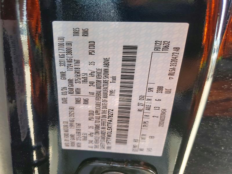 Aukcja sprzedaży 2026 Ford F150, vin: 1FTFW3L5XTFA78272, numer aukcji: 59348106