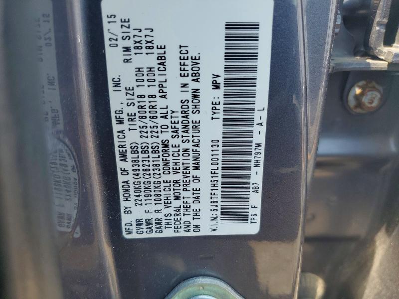 Aukcja sprzedaży 2015 Honda Crosstour, vin: 5J6TF1H51FL001130, numer aukcji: 62917896