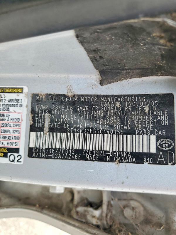 2005 Toyota Corolla Matrix მანქანა იყიდება აუქციონზე, vin: 2T1KR32E55C440155, აუქციონის ნომერი: 60027296