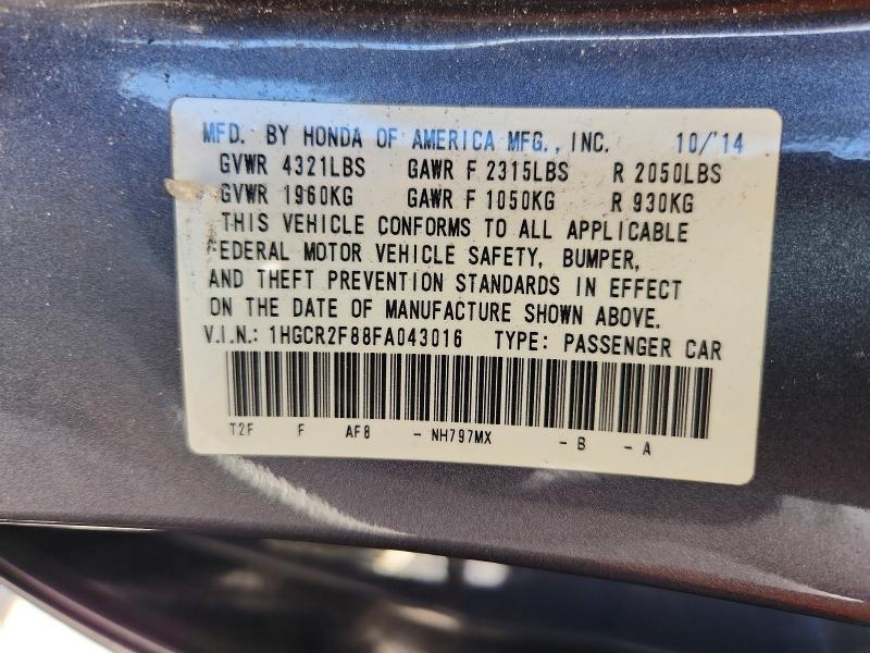 59322926 :رقم المزاد ، 1HGCR2F88FA043016 vin ، 2015 Honda Accord مزاد بيع