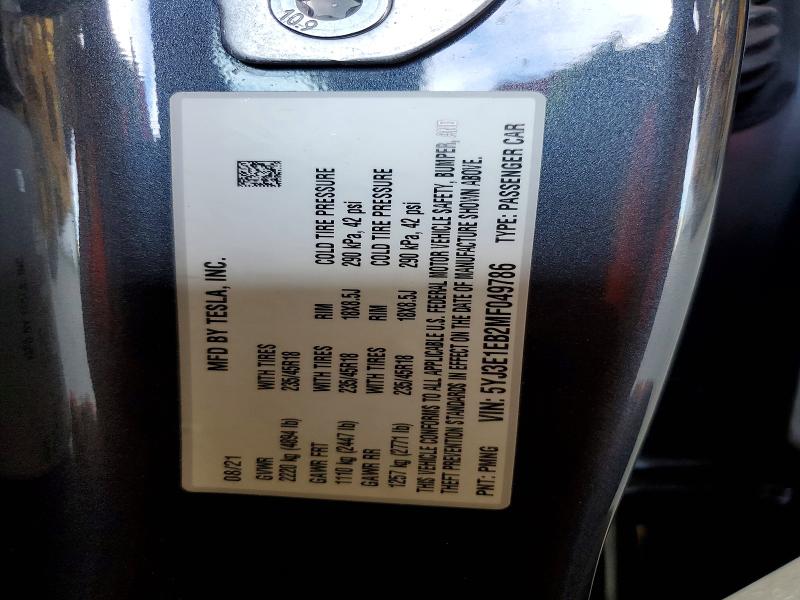 Продаж на аукціоні авто 2022 Tesla Model 3, vin: 5YJ3E1EB2MF049786, номер лоту: 62080086