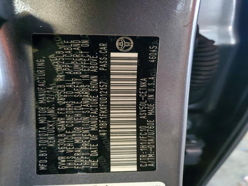 Aukcja sprzedaży 2015 Toyota Camry, vin: 4T1BF1FKXFU012157, numer aukcji: 61549066