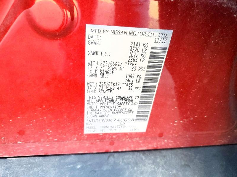 Продаж на аукціоні авто 2018 Nissan Rogue, vin: 5N1AT2MV0JC740608, номер лоту: 61084006