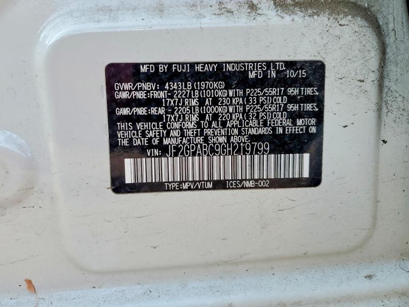 Продаж на аукціоні авто 2016 Subaru Crosstrek, vin: JF2GPABC9GH219799, номер лоту: 63207436