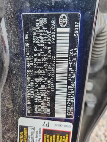 58382356 :رقم المزاد ، 4T1BF1FKXGU536202 vin ، 2016 Toyota Camry مزاد بيع
