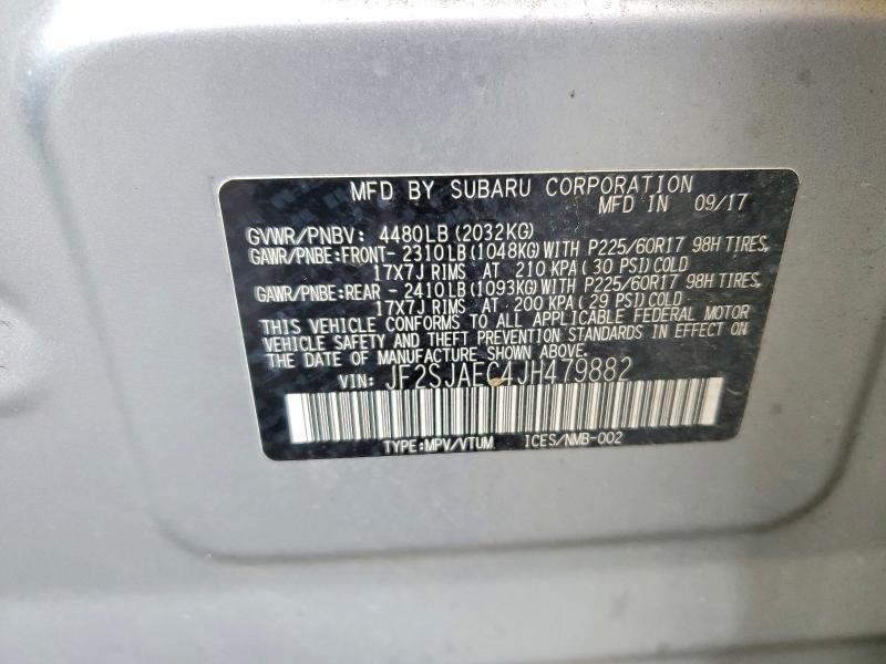 Продажа на аукционе авто 2018 Subaru Forester, vin: JF2SJAEC4JH479882, номер лота: 61586816