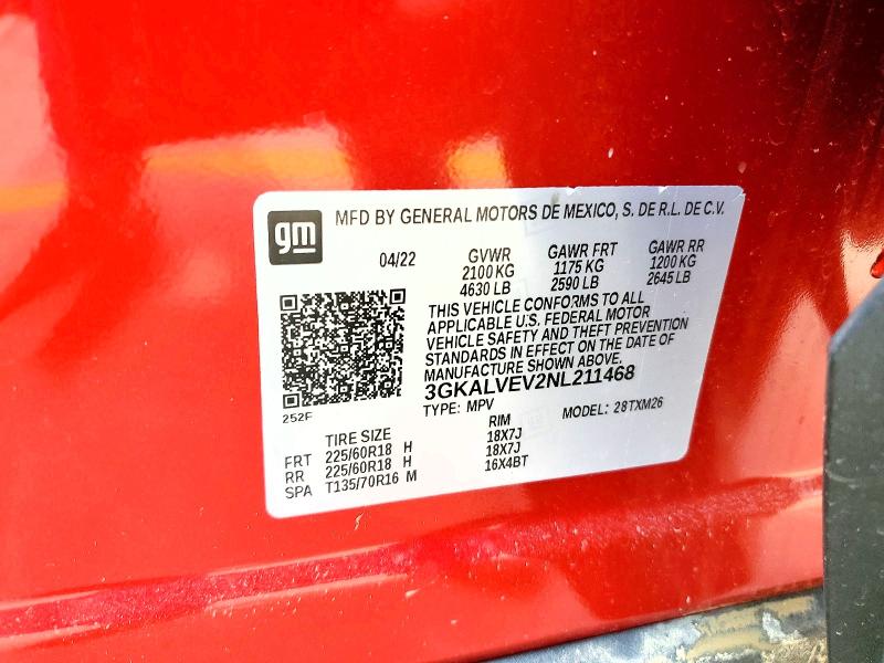 Продажа на аукционе авто 2022 Gmc Terrain, vin: 3GKALVEV2NL211468, номер лота: 59985346