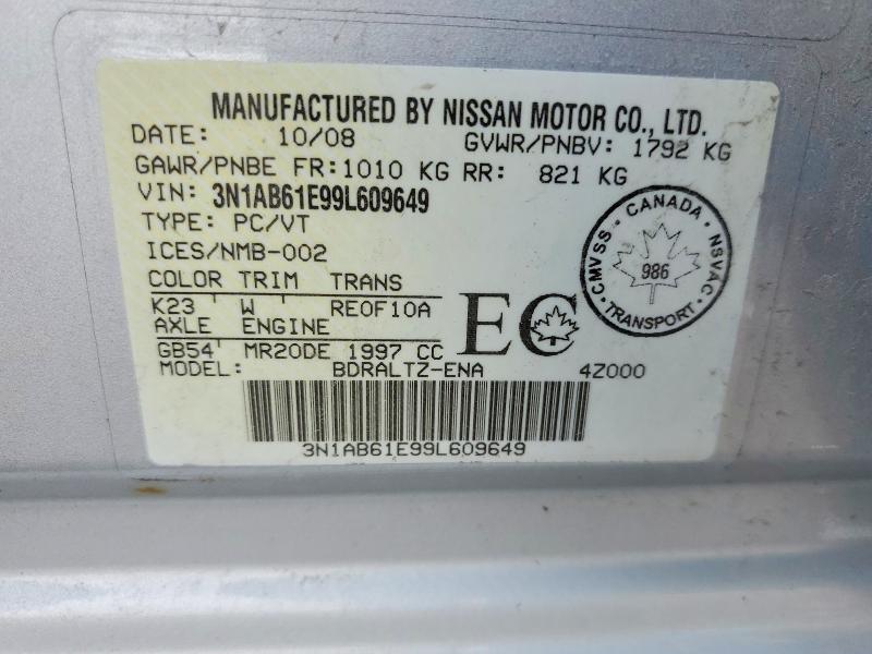 60211096 :رقم المزاد ، 3N1AB61E99L609649 vin ، 2009 Nissan Sentra مزاد بيع